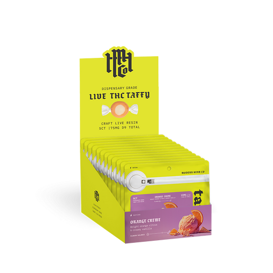 Live Resin D9 Taffy: Orange Creme (Sativa), 5ct, 12pk