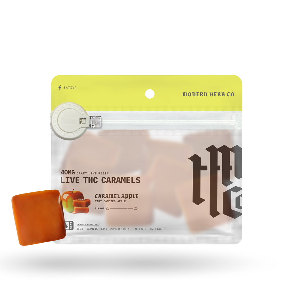 Live THC Caramel: Caramel Apple (Sativa), 8ct - 6pk