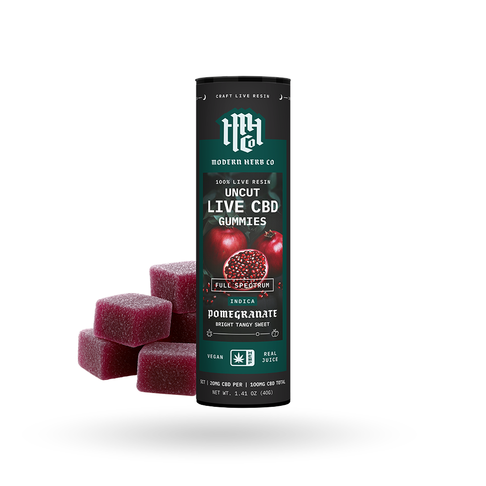 CBD Live Resin Gummies: Pomegranate (Indica) 5ct - 6pk