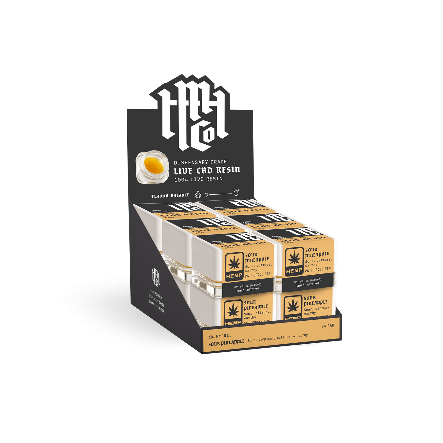 Dab, Live Resin CBD, Hybrid, Sour Pineapple, 2g - 12pk
