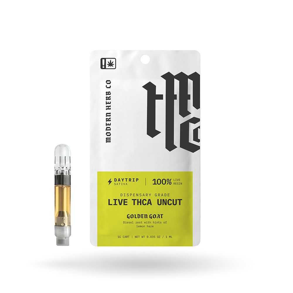 1g Modern Herb Co Live Uncut THCa Cartridge 12 Pack: Daytrip Golden Goat
